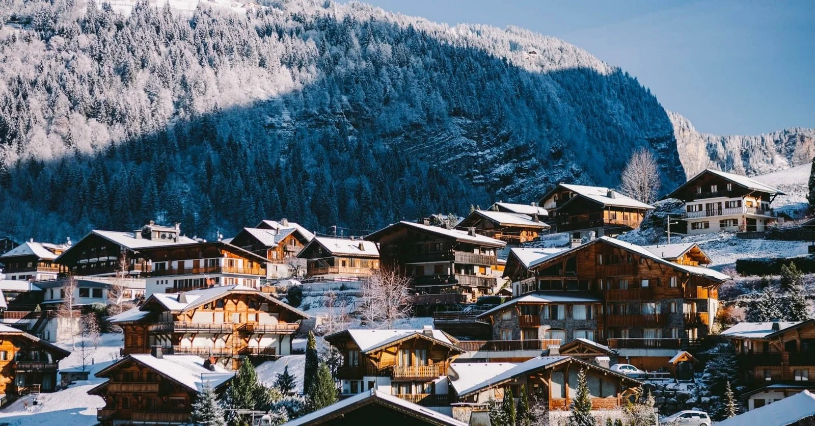 Snow-covered chalets in Morzine