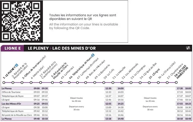 Morzine shuttle bus timetable