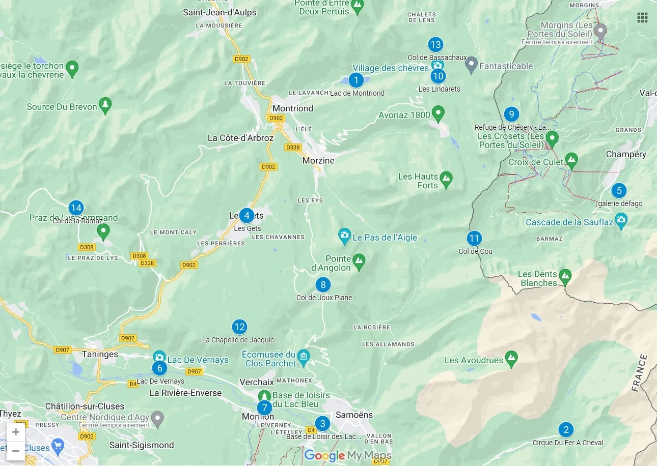 Map of the area around Morzine